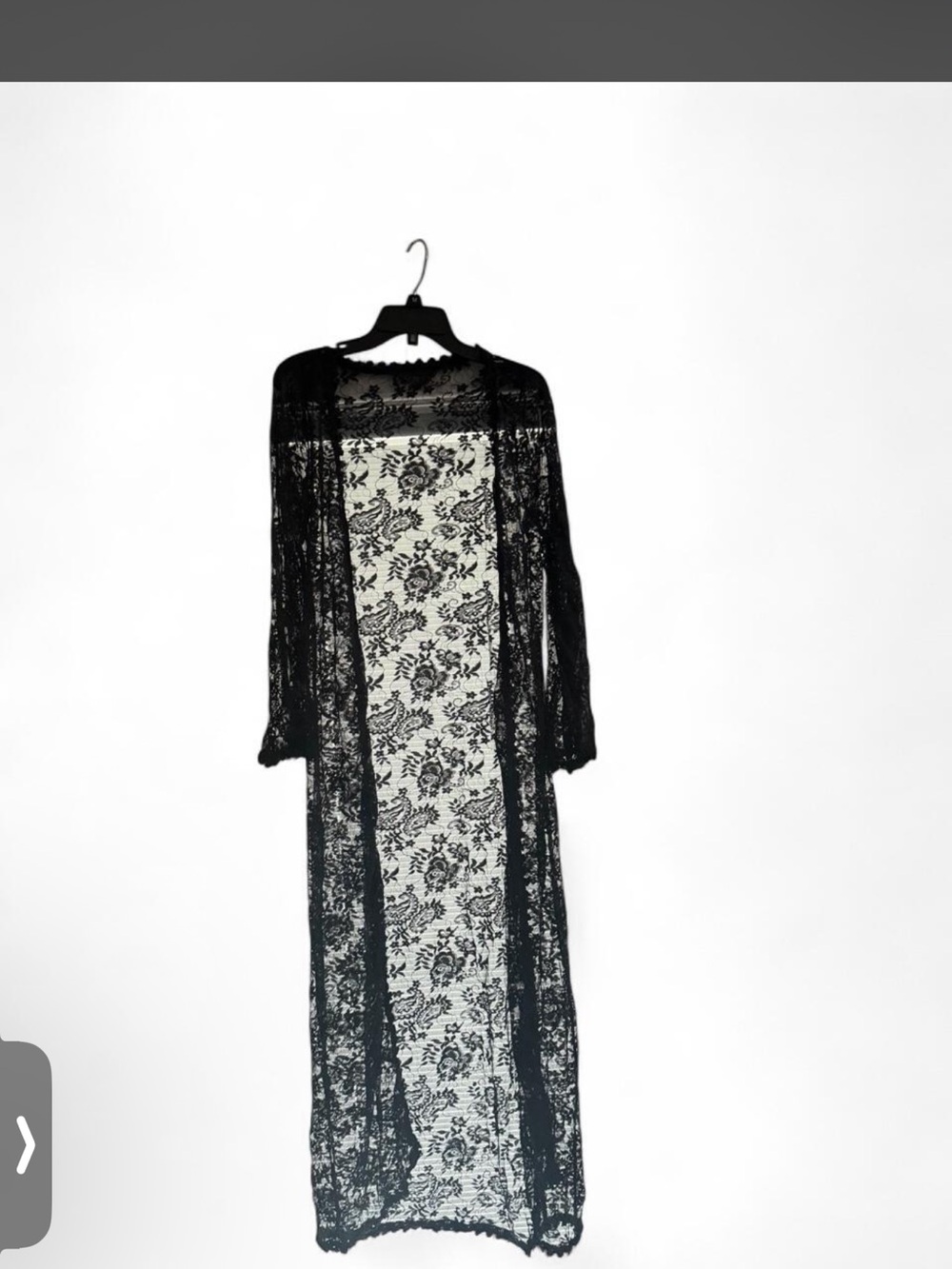 intimissimi Black Sheer Floral Lace Duster Robe